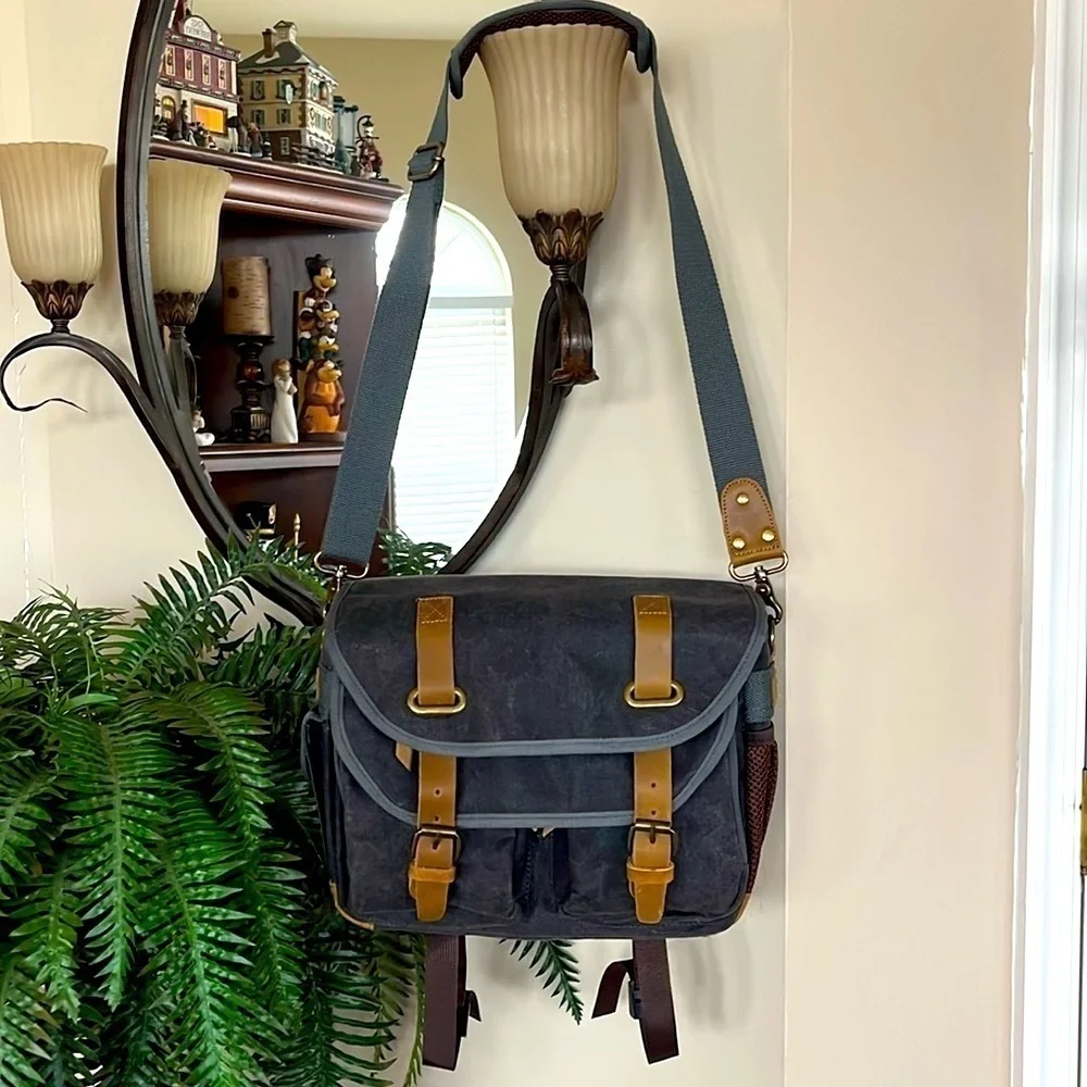 Brand New Retro Camera Bag Photography Canvas Shoulder Sling Case Vintage Gray